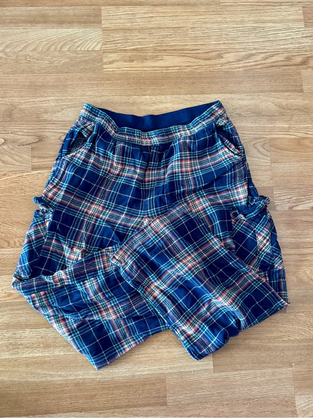 Aerie Navy Plaid Pajama Pants with Red & Green Accents